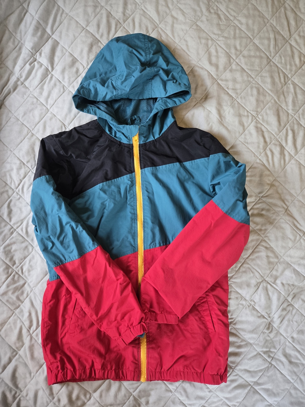 art class Colorblock Hooded Rain Jacket - Teal, Black & Pink